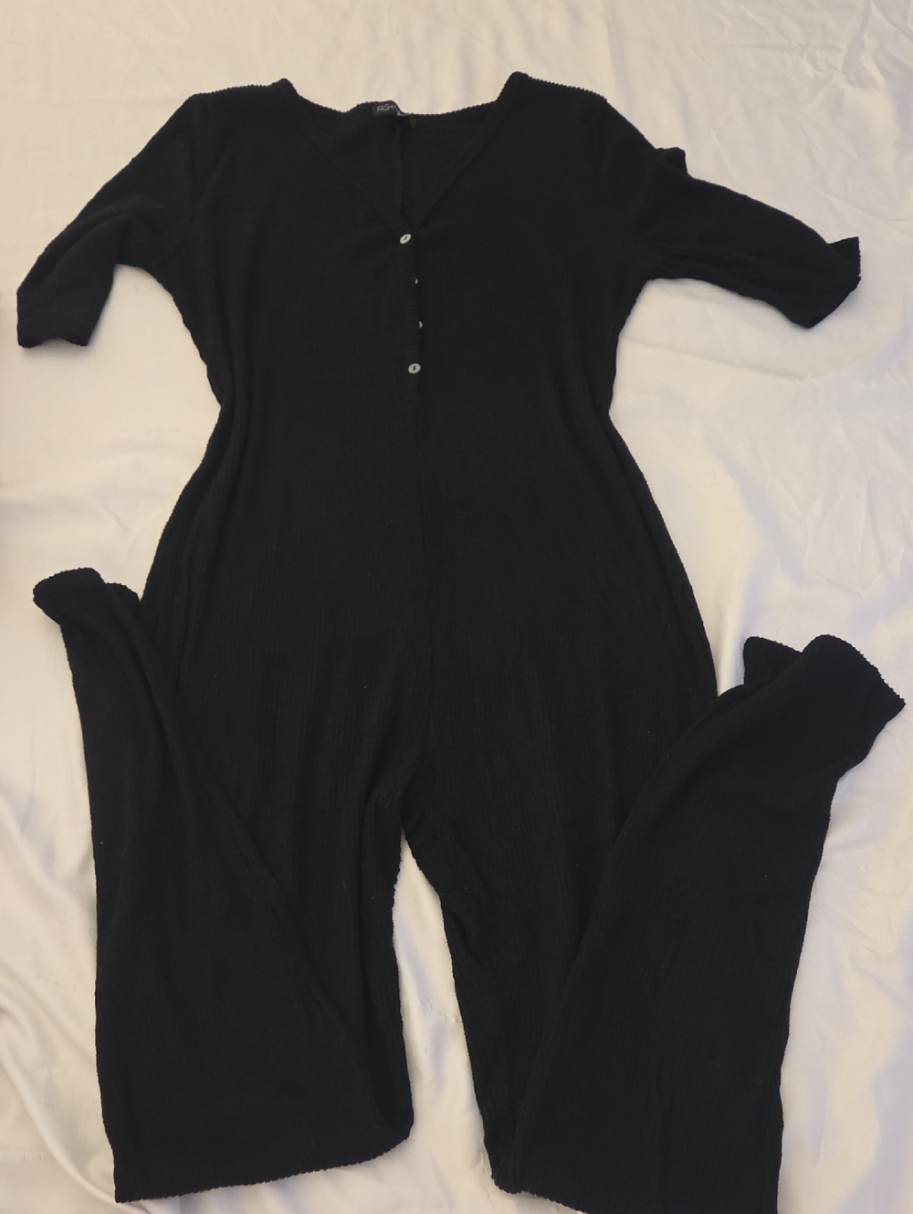 Fashion Nova Black Ribbed Jumpsuit